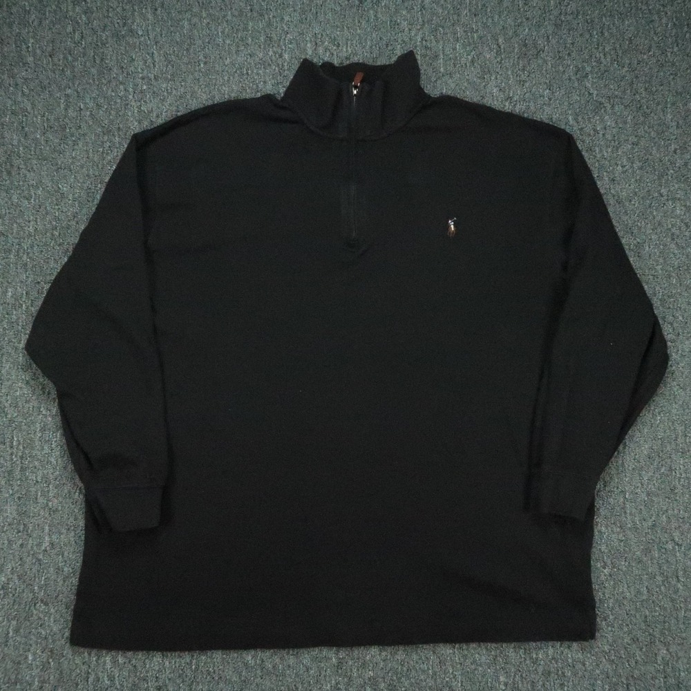 Polo Ralph Lauren Sweater Mens 3XL Black Estate Rib Quarter Zip Pullover